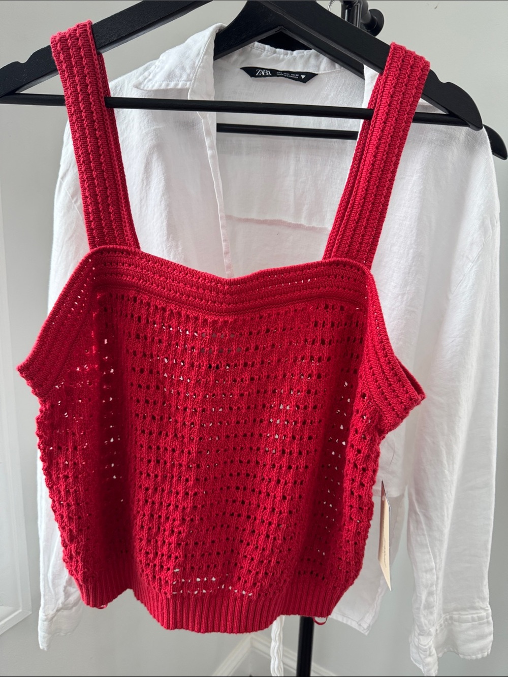 New Red Crochet Tank Knit